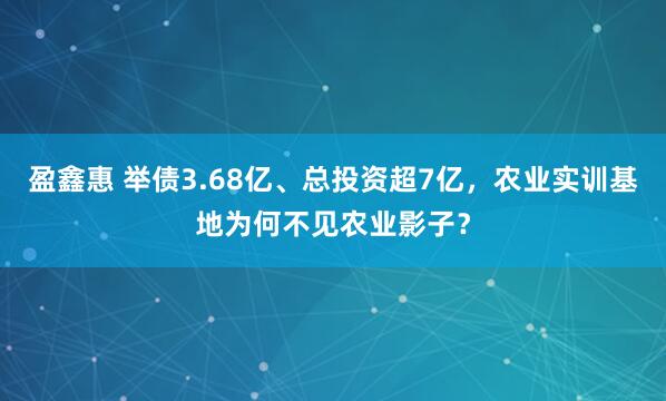 盈鑫惠 举债3.68亿、总投资超7亿，农业实训基地为何不见农业影子？
